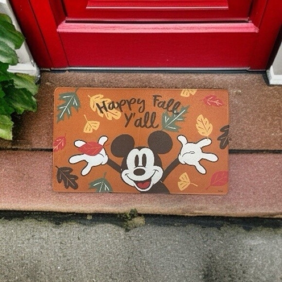 Disney Other - Disney Mickey Mouse Happy Fall Y'all Doormat 18"x30" Indoor Outdoor Fall Decor